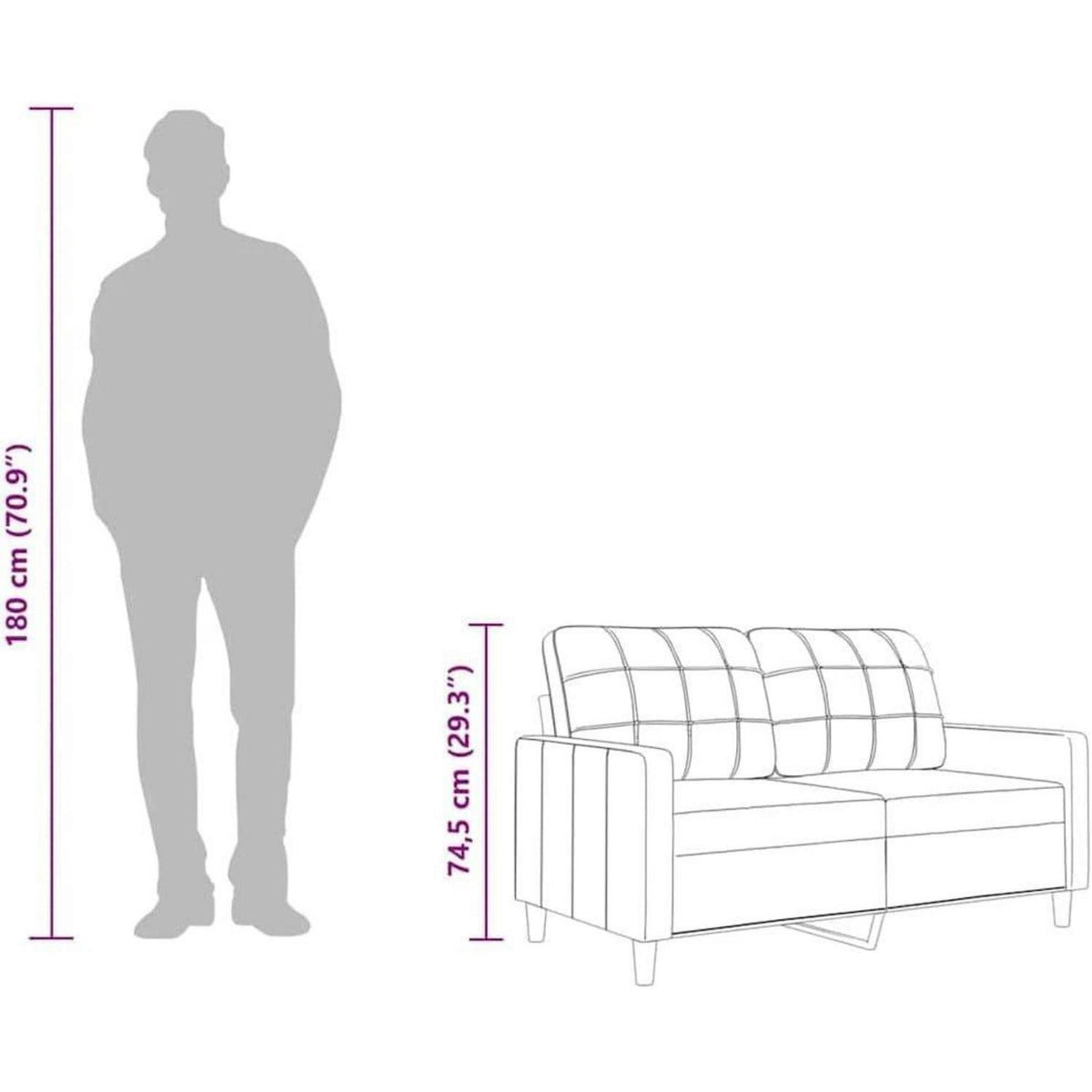 2-Sitzer Sofa Braun – Bequemes Polstersofa mit Kissen