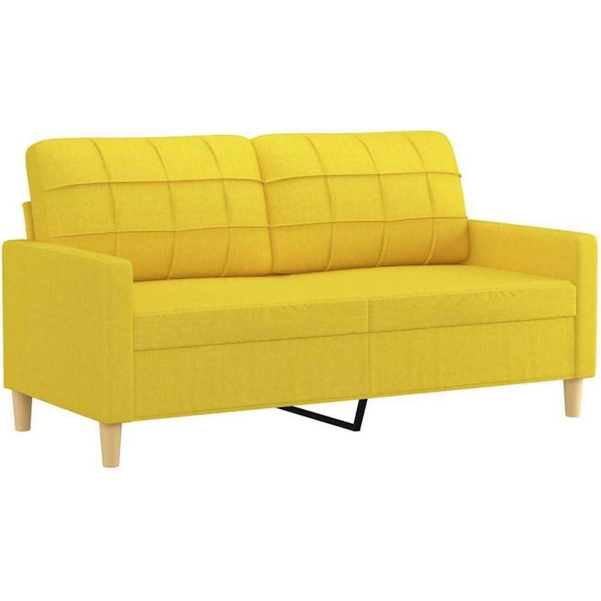 2-Sitzer Sofa Hellgelb – Bequemes Polstersofa mit Kissen