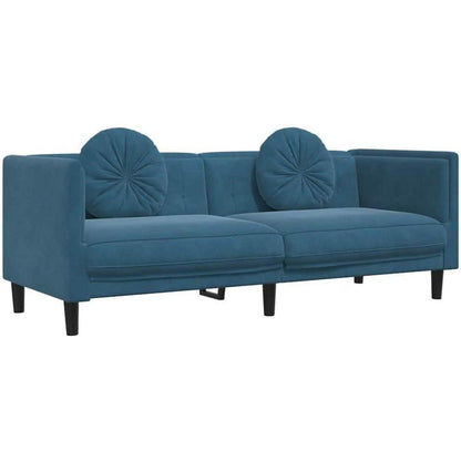 3-Sitzer Samtsofa Blau – Modernes Wohnzimmer Sofa