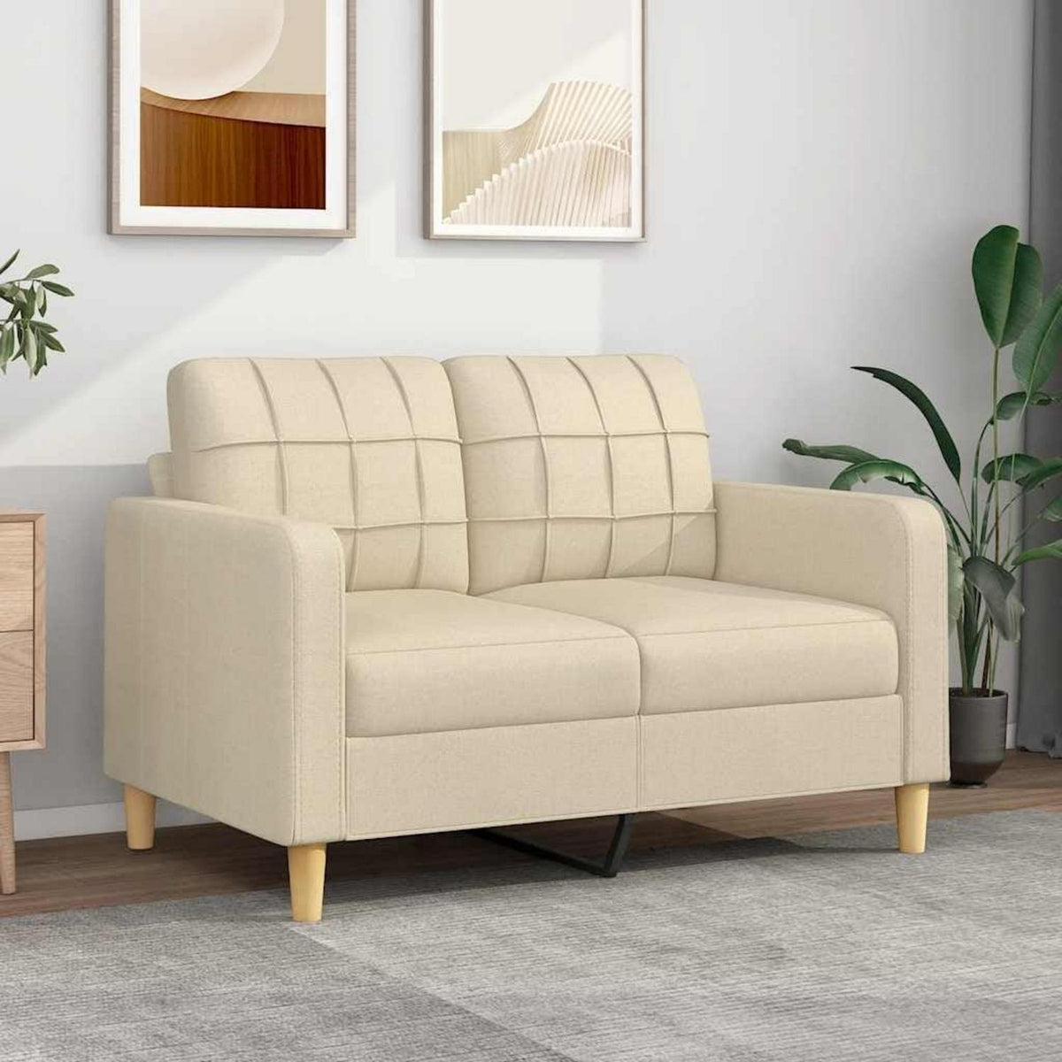 2-Sitzer Sofa mit Bettfunktion & Pillow Back – Creme 120cm