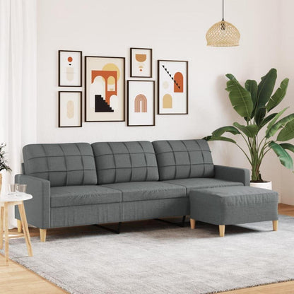 3-Sitzer Sofa Dunkelgrau mit Hocker & Schlaffunktion 210cm