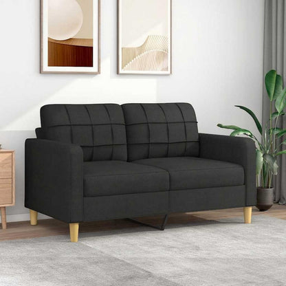 2-Sitzer Sofa Schwarz – Bequemes Polstersofa mit Kissen