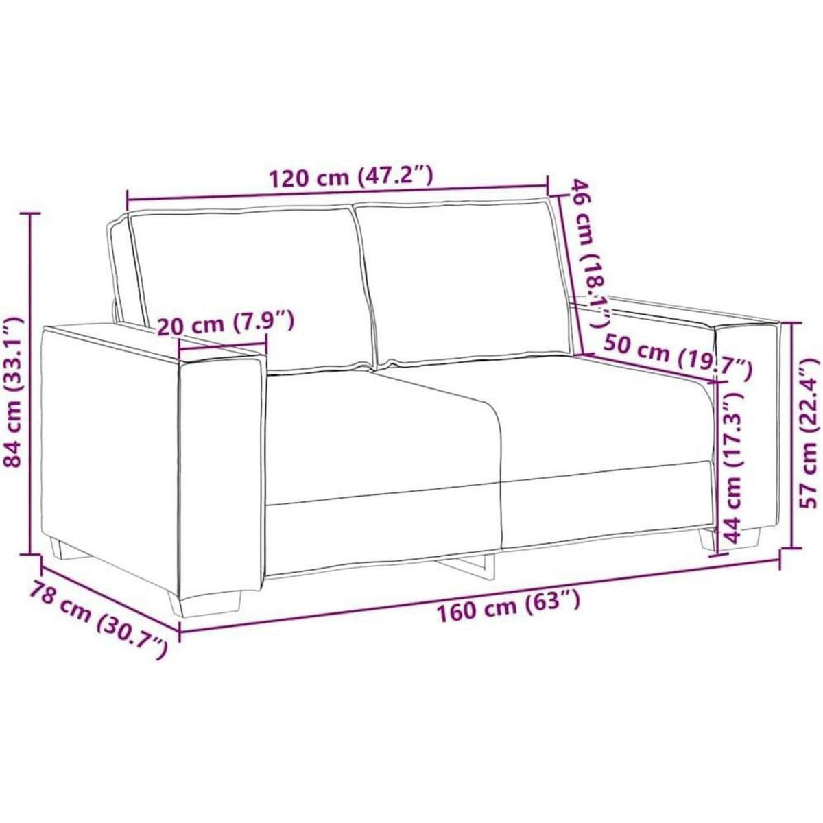 Schwarz Sofa Set: 2-Sitzer & 3-Sitzer Stoff Lounge