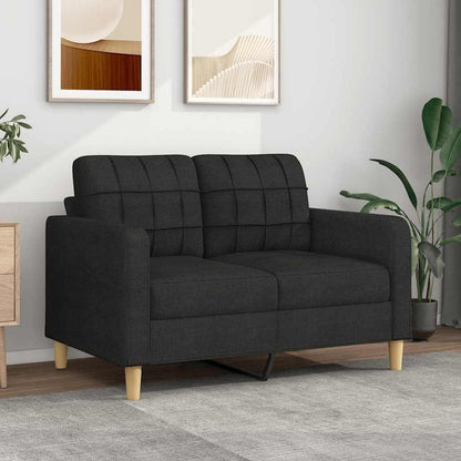 2-Sitzer Sofa Schwarz – Bequemes Polstersofa mit Kissen