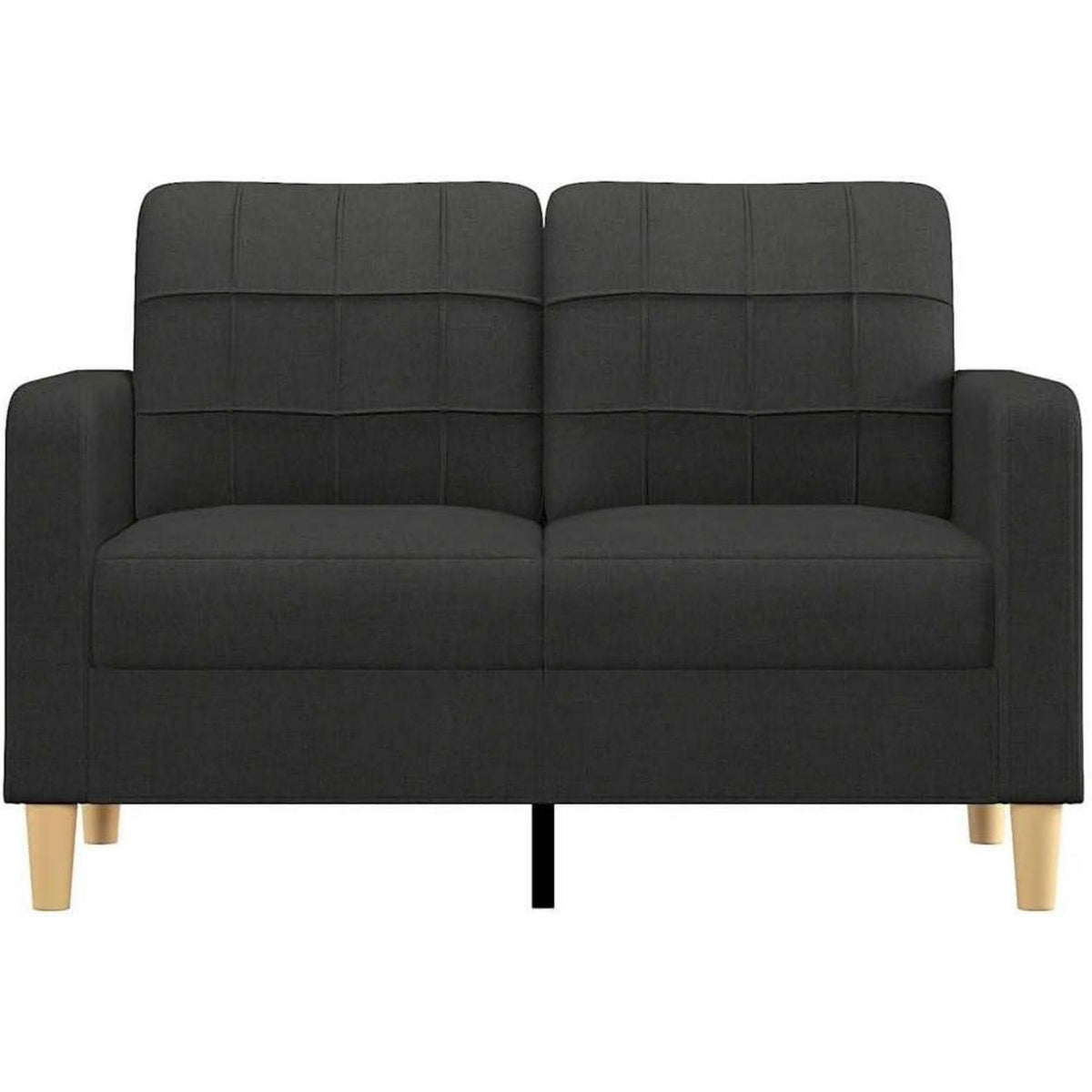 2-Sitzer Sofa Schwarz – Bequemes Polstersofa mit Kissen