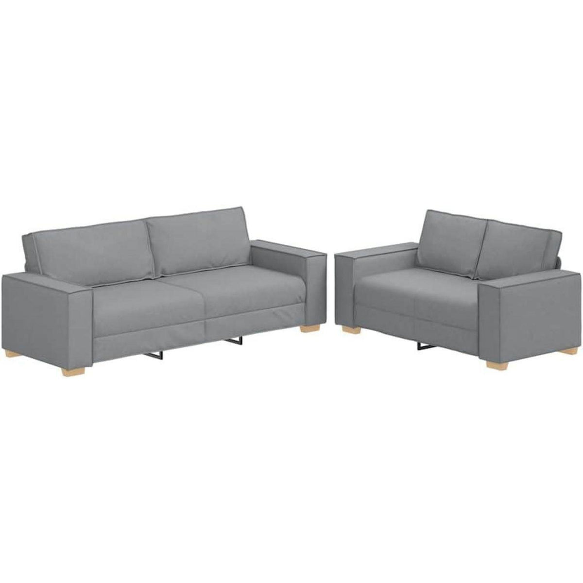 Hellgraues Sofa-Set: 2-Sitzer & 3-Sitzer Stoffsofa