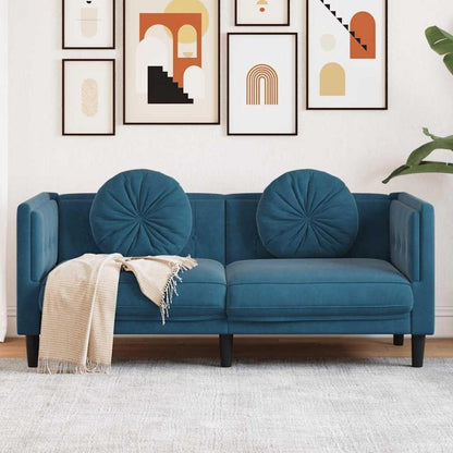 2-Sitzer Sofa Blau Samt – Bequeme Couch für Wohnzimmer