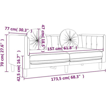 2-Sitzer Sofa Blau Samt – Bequeme Couch für Wohnzimmer