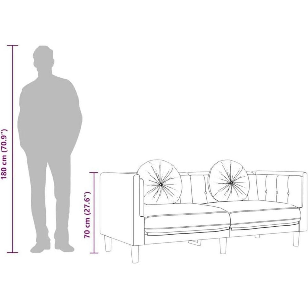 Modernes 3-Sitzer Sofa mit Samtbezug Schwarz