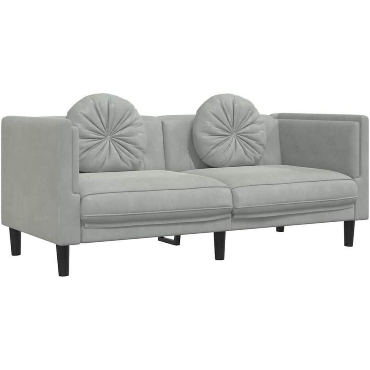 2-Sitzer Sofa Samt Hellgrau – Bequeme Couch für Wohnzimmer