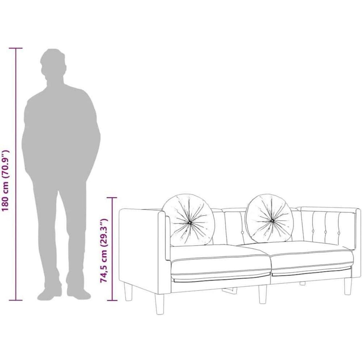 2-Sitzer Sofa Samt Hellgrau – Bequeme Couch für Wohnzimmer