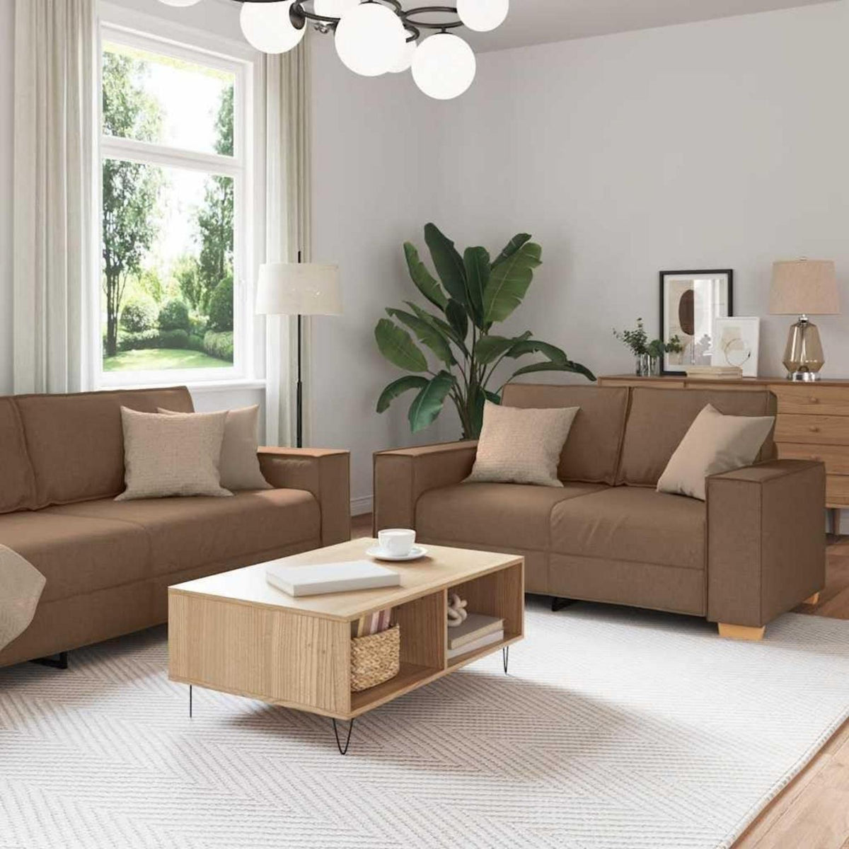 Braunes Stoffsofa 2-Sitzer & 3-Sitzer – Komfort & Stil