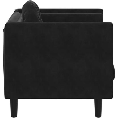 Samt Sofa Schwarz – Modernes Wohnzimmer Sofa mit Kissen