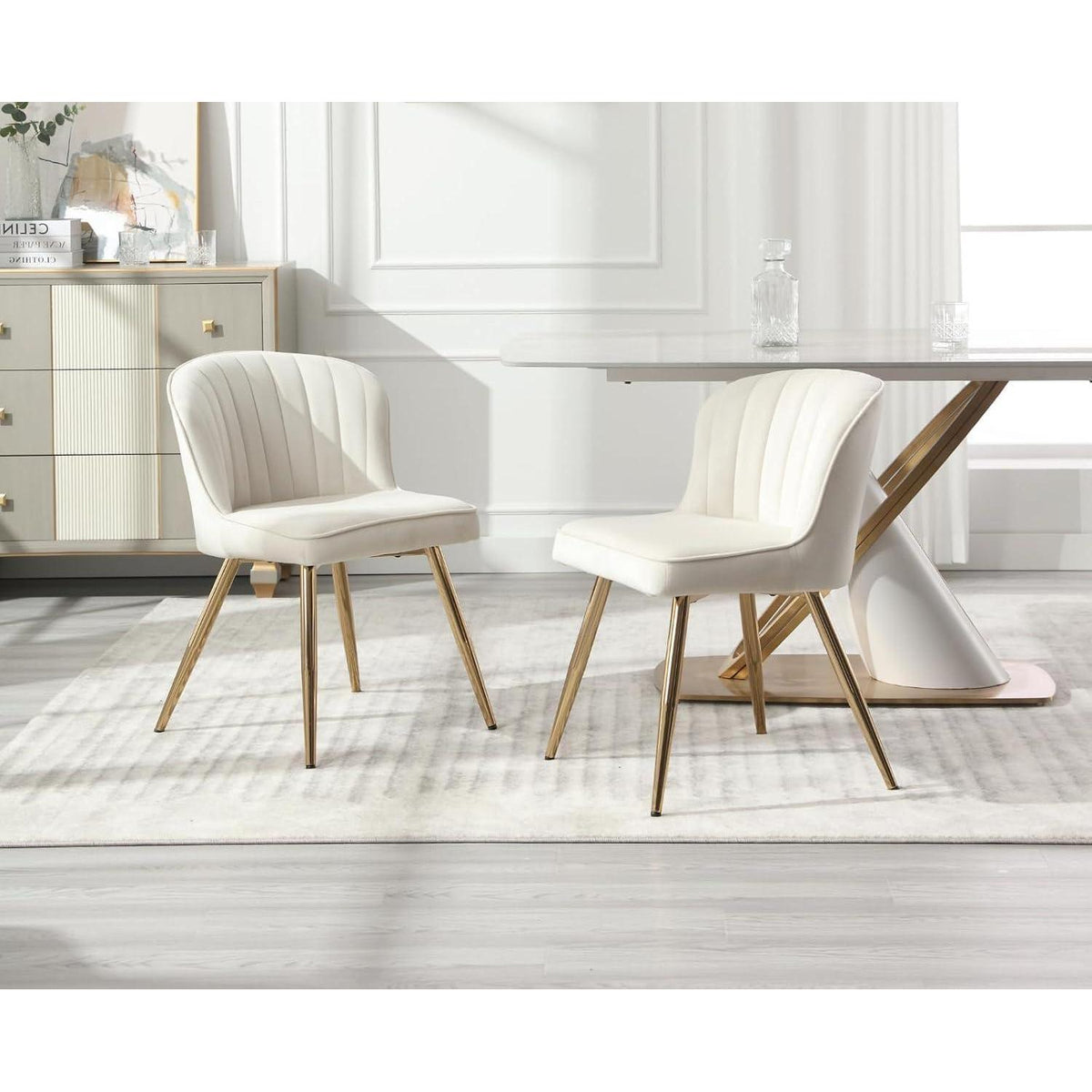 Samt Küchenstühle 4er Set – Beige, Modern & Bequem