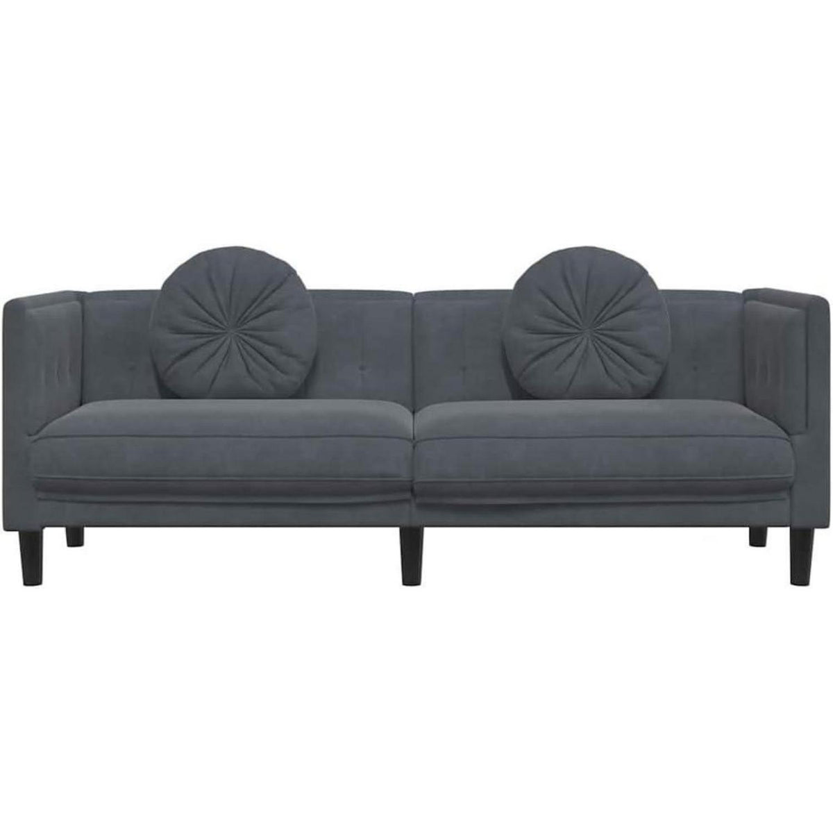 3-Sitzer Sofa Dunkelgrau Samt – Bequeme Couch für Wohnzimmer