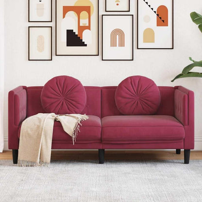 2-Sitzer Samtsofa Weinrot – Modernes Polstersofa für Wohnzimmer