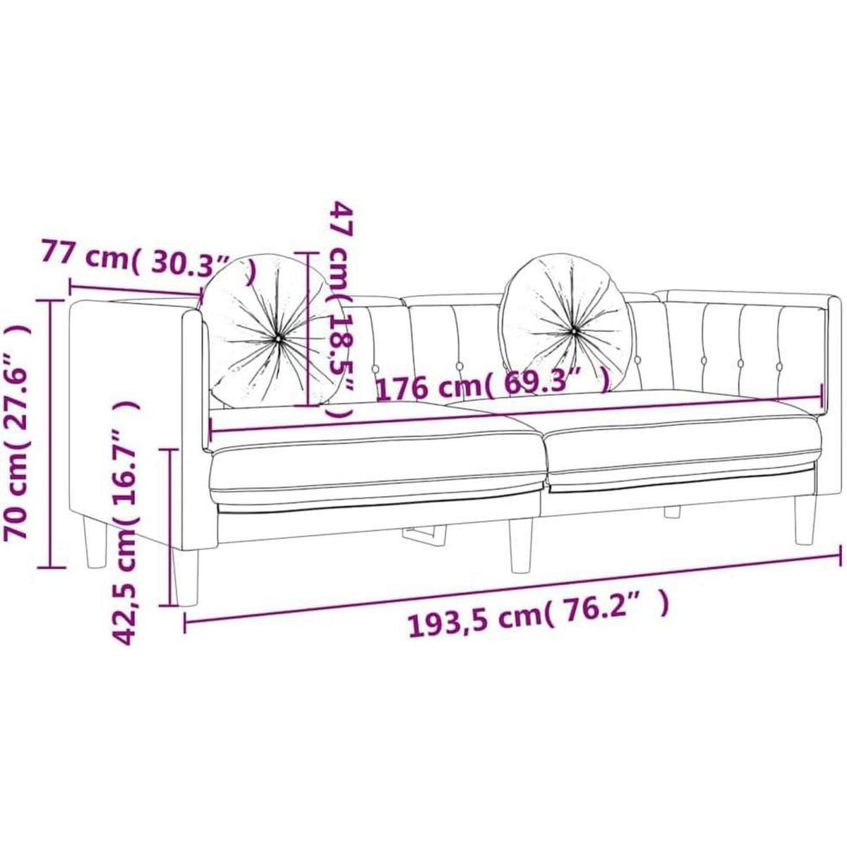 Modernes 3-Sitzer Sofa mit Samtbezug in Weinrot