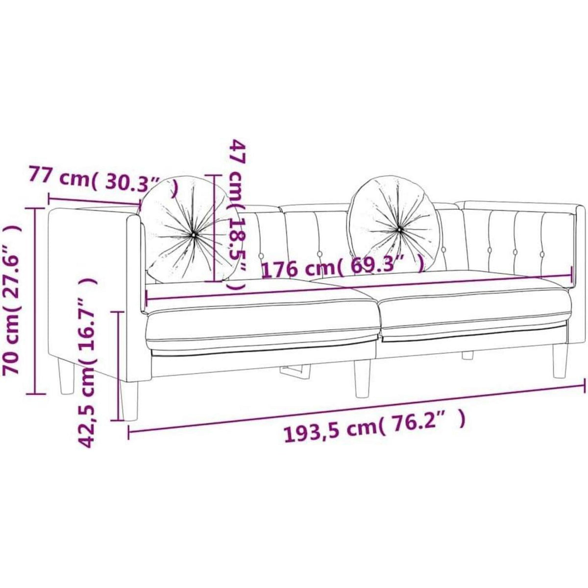 Modernes 3-Sitzer Sofa Dunkelgrün Samt mit Kissen