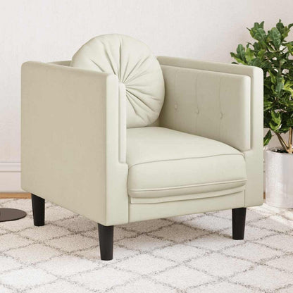 Samt Sofa mit Kissen – Modernes Wohnzimmer Sofa Creme