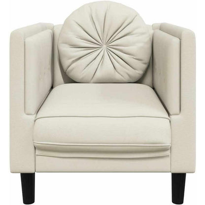 Samt Sofa mit Kissen – Modernes Wohnzimmer Sofa Creme