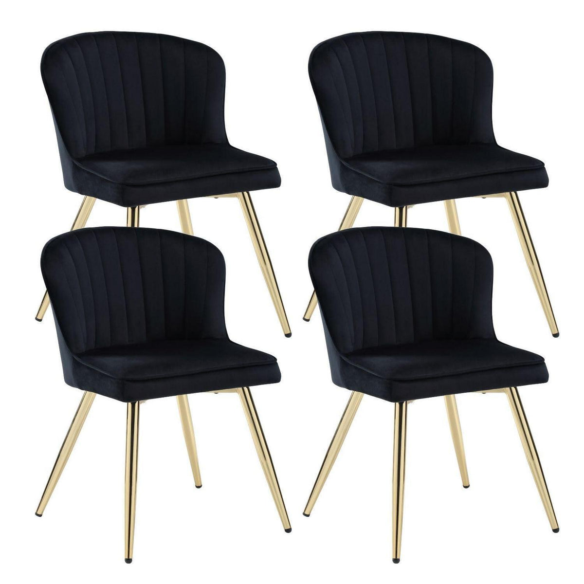 Samt Küchenstühle 4er Set – Moderne Esszimmerstühle Schwarz