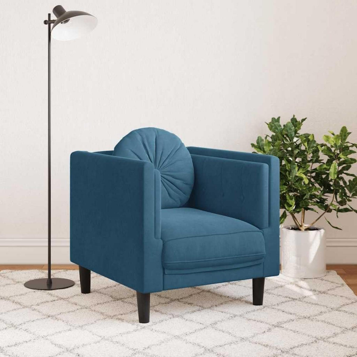 Samt Sofa Blau – Modernes Wohnzimmer Sofa mit Kissen