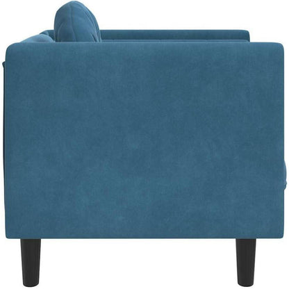 Samt Sofa Blau – Modernes Wohnzimmer Sofa mit Kissen