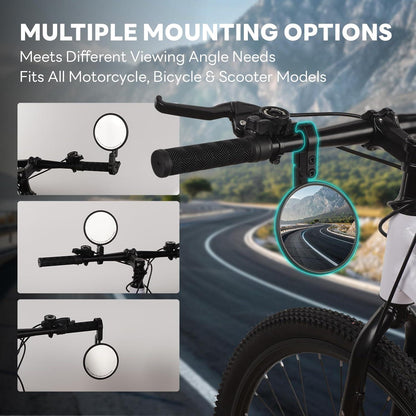 Motorrad Spiegel E-Geprüft, 360° Drehbar, Schwarz