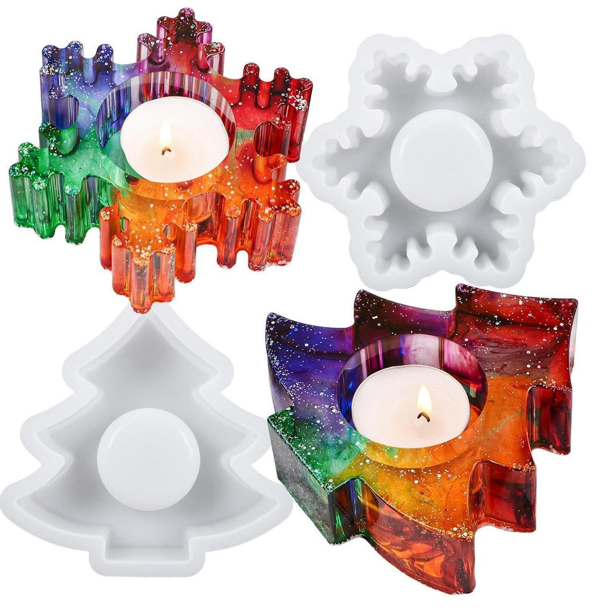 Silikonform Weihnachten – 2er Set für Kerzen, Seife & Gießharz