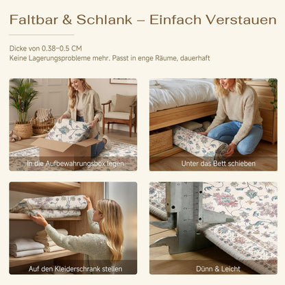 Waschbarer Teppich Wohnzimmer 160x230cm – Vintage Design & Rutschfest
