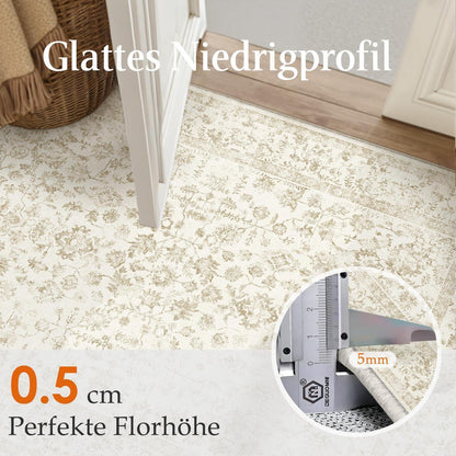 Beiger Wohnteppich 160x230cm – Waschbar & Rutschfest