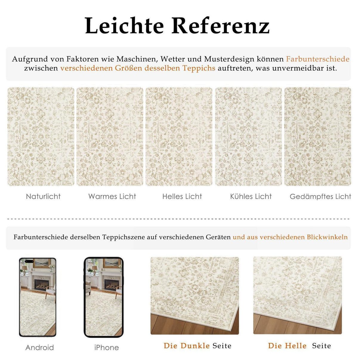 Beiger Wohnteppich 200x300cm – Waschbar & Rutschfest
