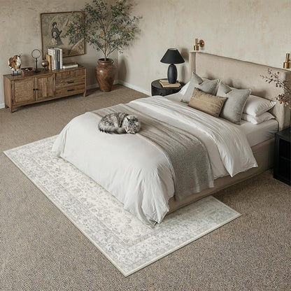 Grauer Vintage Teppich Wohnzimmer 160x230cm – Weich & Rutschfest