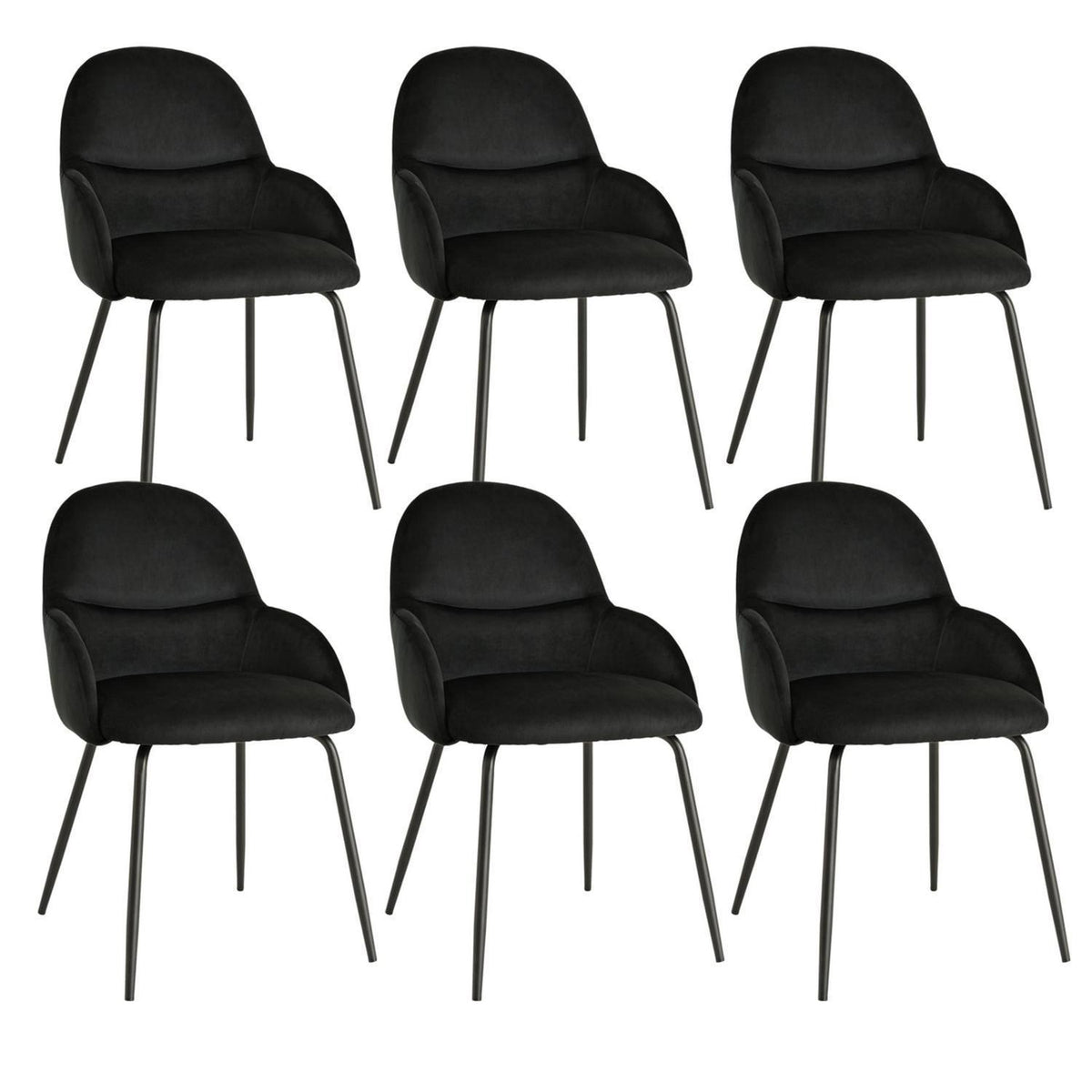 Esszimmerstühle 6er Set mit Armlehne – Schwarz, Samt & Metall