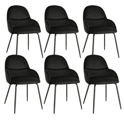 Esszimmerstühle 6er Set mit Armlehne – Schwarz, Samt & Metall