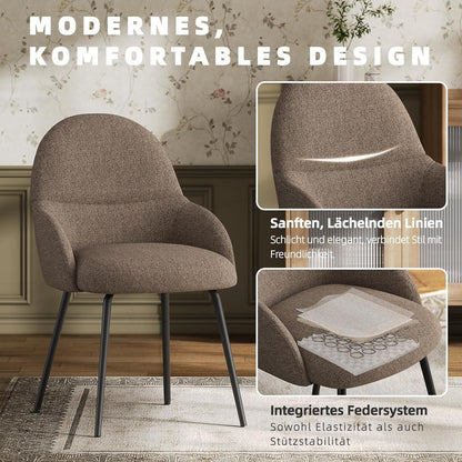 Esszimmerstühle 2er Set mit Armlehne – Braun & Modern