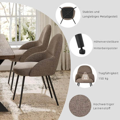 Esszimmerstühle 2er Set mit Armlehne – Braun & Modern