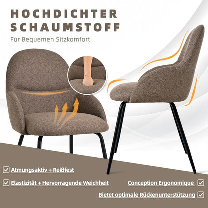 Esszimmerstühle 2er Set mit Armlehne – Braun & Modern