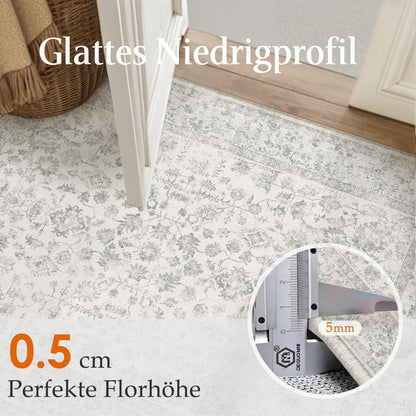 Grauer Vintage Wohnzimmerteppich 200x300cm - Weich & Rutschfest