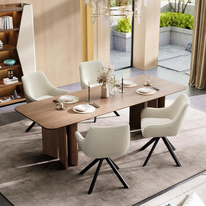 Drehbarer Esszimmerstuhl Set 6er – Samt, Cremeweiß, Modern