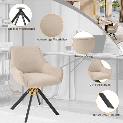 Drehbarer Esszimmerstuhl Set 4er – Beige, Modern & Komfortabel