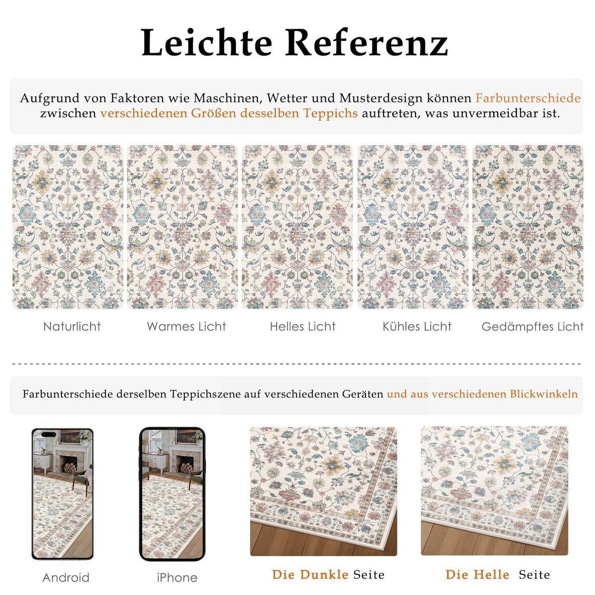 Waschbarer Teppich Wohnzimmer 300x400cm – Vintage Design & Rutschfest