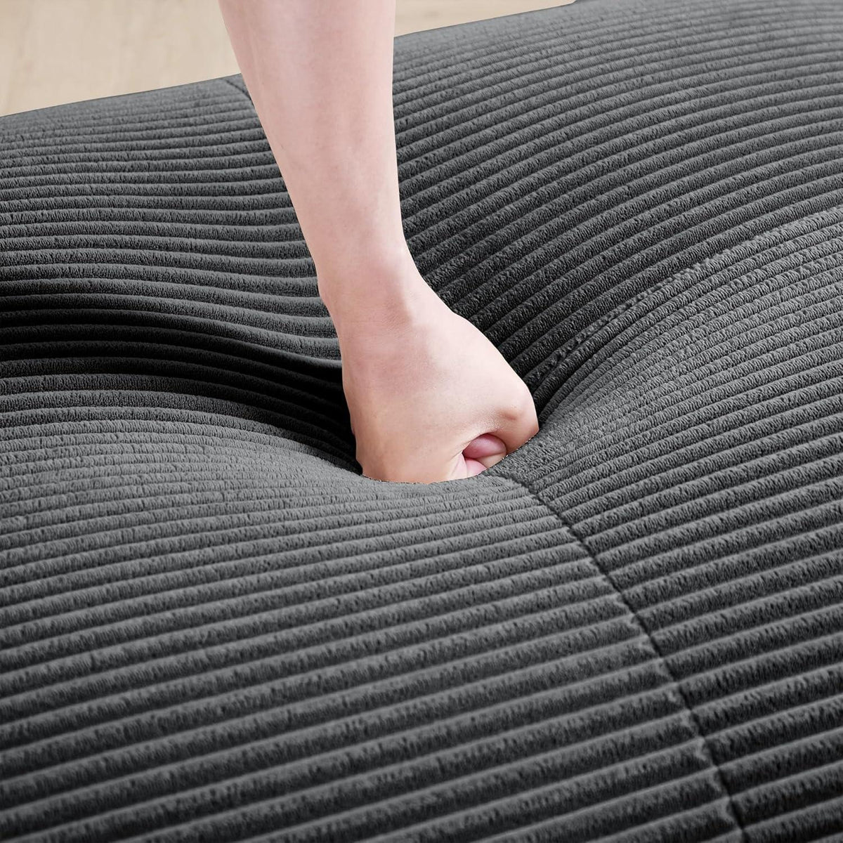 3-Sitzer Cord Sofa Grau – Modernes Wohnzimmer Sofa