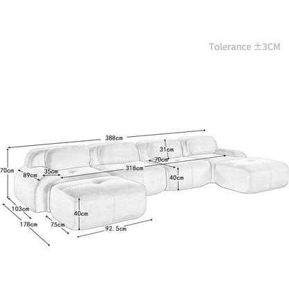 U-förmiges Cord Sofa (4-Sitzer + 2 Hocker) Beige