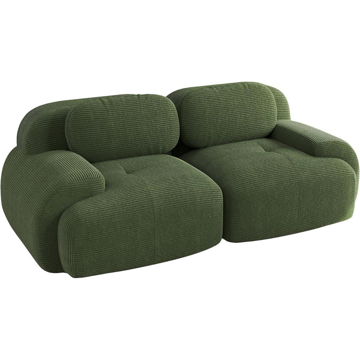 2-Sitzer Sofa Grün – Cord Stoff Couch für Wohnzimmer