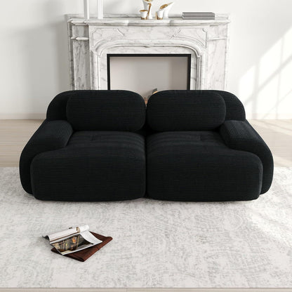 2-Sitzer Sofa Schwarz – Cord Stoff für Wohnzimmer & Büro