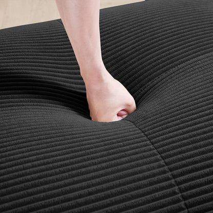 2-Sitzer Sofa Schwarz – Cord Stoff für Wohnzimmer & Büro