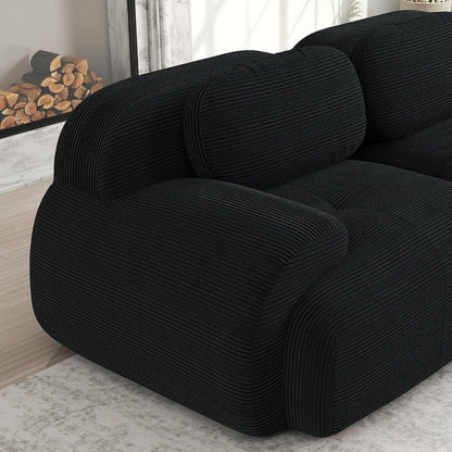 2-Sitzer Sofa Schwarz – Cord Stoff für Wohnzimmer & Büro