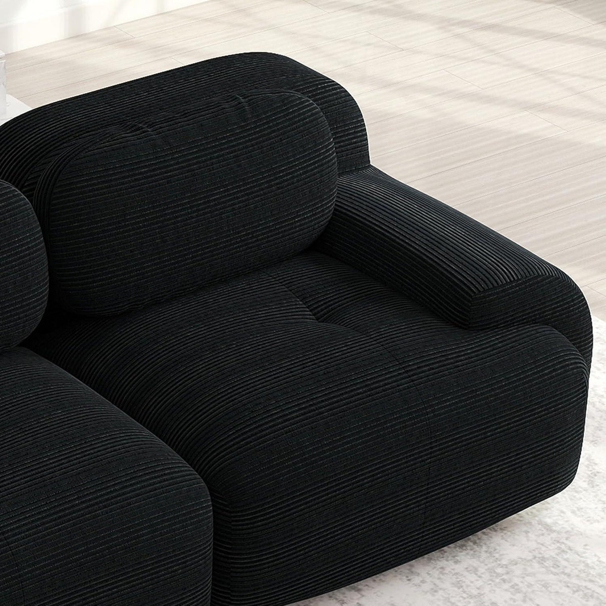 2-Sitzer Sofa Schwarz – Cord Stoff für Wohnzimmer & Büro
