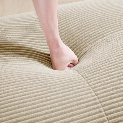 U-förmiges Cord Sofa Beige (3-Sitzer + 2 Hocker)